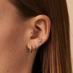 Boucle d'Oreille Femme Piercing Puce Snaky AGATHA Argent 925/1000 et Oxydes 02320980-136-TU