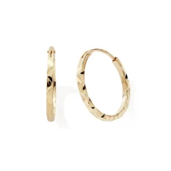 Boucles d'Oreille Créoles 12mm Femme EDORA COLLECTION ESSENTIAL CISELÉE Or 375/1000