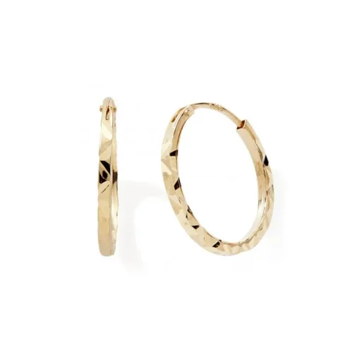 Boucles d'Oreille Créoles 12mm Femme EDORA COLLECTION ESSENTIAL CISELÉE Or 375/1000
