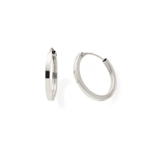 Boucles d'Oreille Créoles 12mm Femme EDORA COLLECTION ESSENTIAL CARRÉE Or 375/1000 Blanc