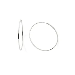 Boucles d'Oreille Créoles 45mm Femme EDORA COLLECTION ESSENTIAL CARRÉE Or 375/1000 Blanc