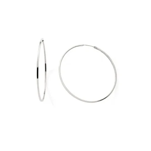 Boucles d'Oreille Créoles 45mm Femme EDORA COLLECTION ESSENTIAL CARRÉE Or 375/1000 Blanc