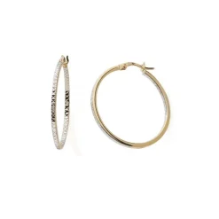 Boucles d'Oreille Créoles 20mm Femme EDORA COLLECTION ESSENTIAL CISELÉE Or 375/1000 Bicolore