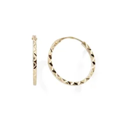 Boucles d'Oreille Créoles 14mm Femme EDORA COLLECTION ESSENTIAL CISELÉE Or 375/1000