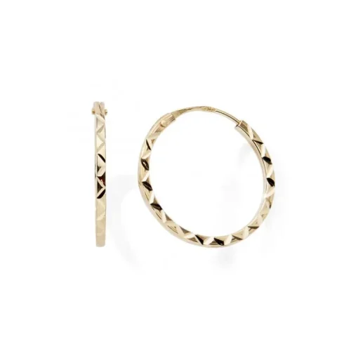Boucles d'Oreille Créoles 14mm Femme EDORA COLLECTION ESSENTIAL CISELÉE Or 375/1000