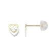 Boucles d'Oreilles Puces Coeurs OR 375/1000 Bicolore