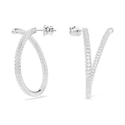 Boucles d'Oreilles Anneaux Femme SWAROVSKI DEXTERA Métal Rhodié Blanc et Cristaux 5695939