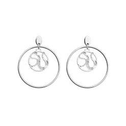 Boucles d'Oreilles Créoles Femme 16mm LES GEORGETTES REPTILE Laiton Argenté