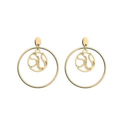 Boucles d'Oreilles Créoles Femme 16mm LES GEORGETTES REPTILE Laiton Doré