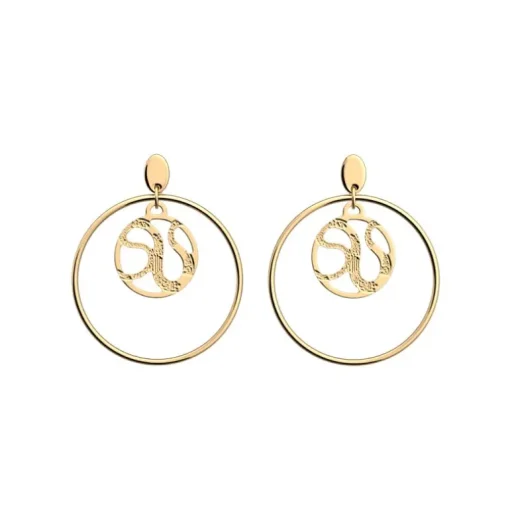 Boucles d'Oreilles Créoles Femme 16mm LES GEORGETTES REPTILE Laiton Doré