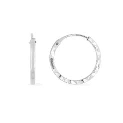 Boucles d'Oreilles Créoles Diamantées EDORA OR 375/1000 Blanc