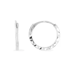 Boucles d'Oreilles Créoles Diamantées EDORA OR 375/1000 Blanc