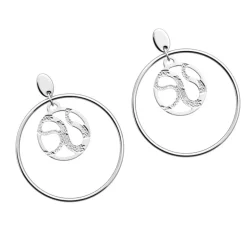 Boucles d'Oreilles Créoles Femme 16mm LES GEORGETTES REPTILE Laiton Argenté
