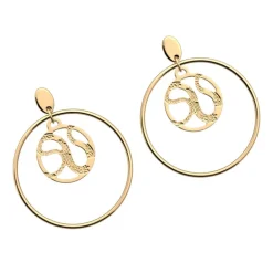 Boucles d'Oreilles Créoles Femme 16mm LES GEORGETTES REPTILE Laiton Doré