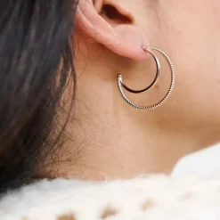 Boucles d'Oreilles Créoles Femme SAUNIER CORDELIÈRE Argent 925/1000