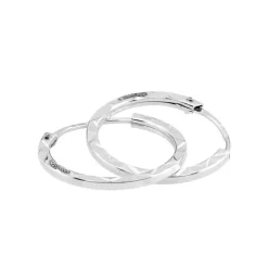Boucles d'Oreilles Créoles Diamantées EDORA OR 375/1000 Blanc
