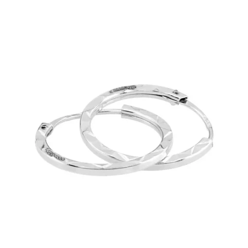 Boucles d'Oreilles Créoles Diamantées EDORA OR 375/1000 Blanc