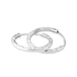 Boucles d'Oreilles Créoles Diamantées EDORA OR 375/1000 Blanc