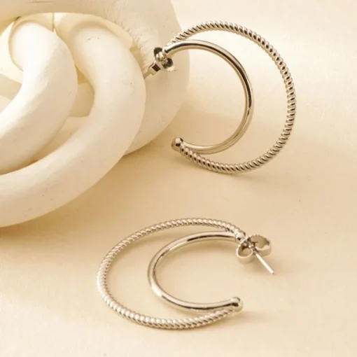 Boucles d'Oreilles Créoles Femme SAUNIER CORDELIÈRE Argent 925/1000