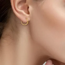 Boucles d'Oreilles Créoles Diamantées EDORA OR 375/1000