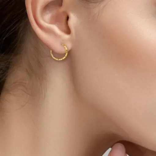 Boucles d'Oreilles Créoles Diamantées EDORA OR 375/1000
