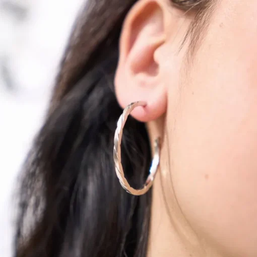 Boucles d'Oreilles Créoles Femme SAUNIER HAUBAN Argent 925/1000