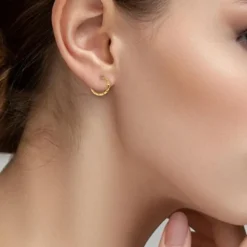 Boucles d'Oreilles Créoles Diamantées EDORA OR 375/1000