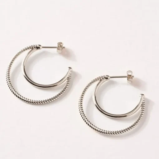 Boucles d'Oreilles Créoles Femme SAUNIER CORDELIÈRE Argent 925/1000