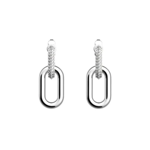 Boucles d'Oreilles Dormeuses Femme 16mm LES GEORGETTES CHAÎNE Laiton Argenté