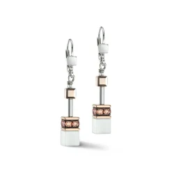 Boucles d'Oreilles Dormeuses Femme COEUR DE LION GEOCUBE® ICONIC COGNAC Acier Inoxydable