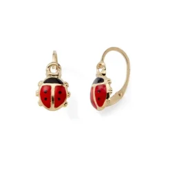 Boucles d'Oreilles Dormeuses Enfant EDORA COLLECTION ESSENTIAL COCCINELLE Or 375/1000