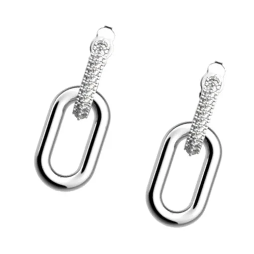 Boucles d'Oreilles Dormeuses Femme 16mm LES GEORGETTES CHAÎNE Laiton Argenté