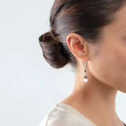 Boucles d'Oreilles Dormeuses Femme COEUR DE LION GEOCUBE® ICONIC COGNAC Acier Inoxydable
