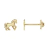 Boucles d'Oreilles Enfant Puces Chevaux OR 375/1000 Jaune