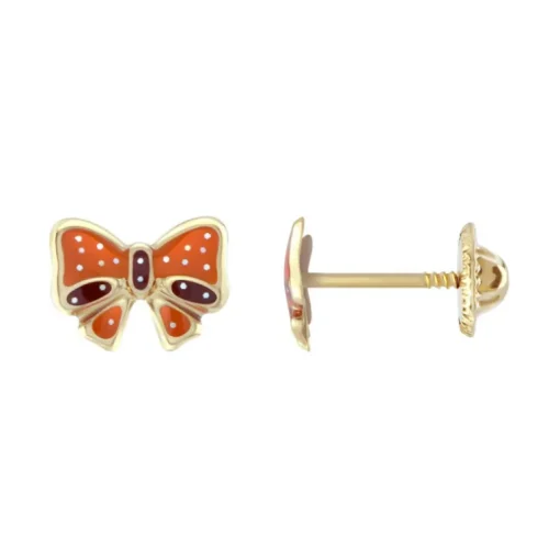 Boucles d'Oreilles Enfant Puces Papillons OR 375/1000 Jaune