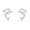 Boucles d'Oreilles Enfant Puces Dauphins OR 750/1000 blanc