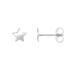 Boucles d'Oreilles Enfant Puces Etoiles OR 750/1000 Blanc
