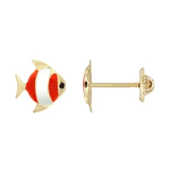 Boucles d'Oreilles Enfant Puces Poissons OR 375/1000 Jaune