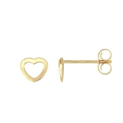 Boucles d'Oreilles Enfant Puces OR 375/1000 Jaune Coeurs