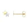 Boucles d'Oreilles Enfant Puces OR 375/1000 Bicolore Etoiles