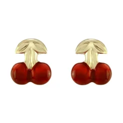Boucles d'Oreilles Enfant Puces Cerises OR 375/1000 Jaune