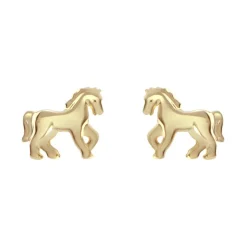 Boucles d'Oreilles Enfant Puces Chevaux OR 375/1000 Jaune
