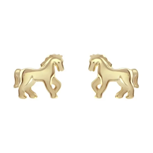 Boucles d'Oreilles Enfant Puces Chevaux OR 375/1000 Jaune