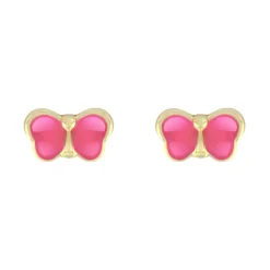 Boucles d'Oreilles Enfant Puces Papillons OR 750/1000 Jaune