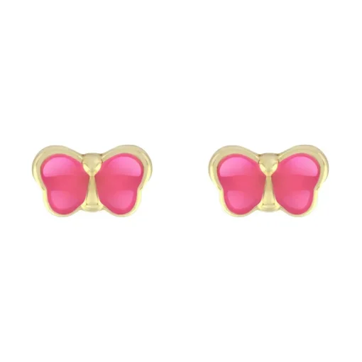 Boucles d'Oreilles Enfant Puces Papillons OR 750/1000 Jaune