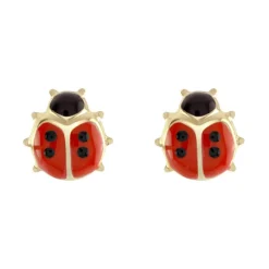 Boucles d'Oreilles Enfant Puces Coccinelles OR 750/1000 Jaune