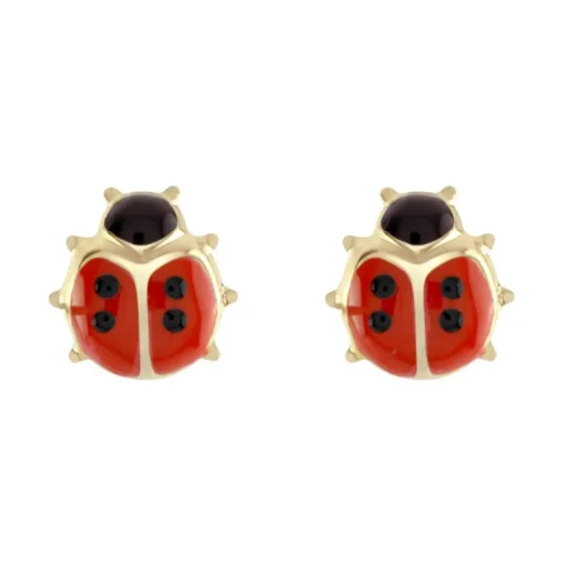 Boucles d'Oreilles Enfant Puces Coccinelles OR 750/1000 Jaune