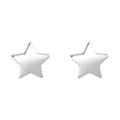 Boucles d'Oreilles Enfant Puces Etoiles OR 750/1000 Blanc