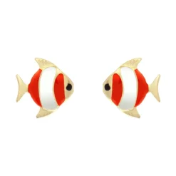 Boucles d'Oreilles Enfant Puces Poissons OR 375/1000 Jaune
