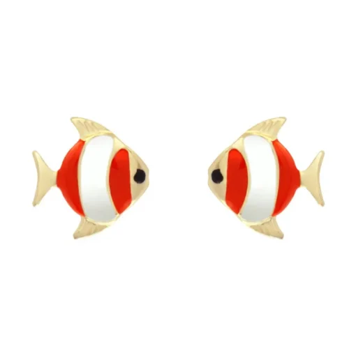 Boucles d'Oreilles Enfant Puces Poissons OR 375/1000 Jaune